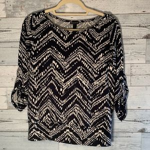 New Directions blue and white ladies pullover top